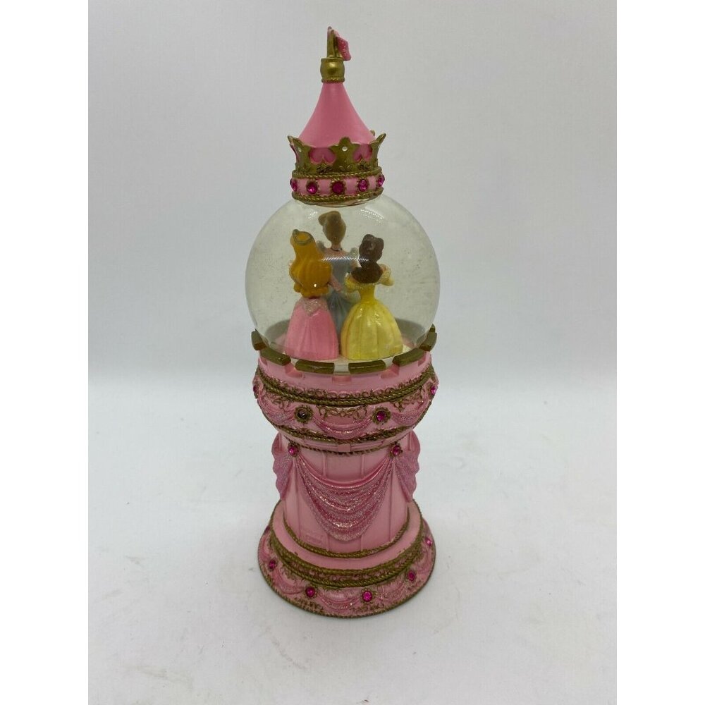 Disney Princess Belle Cinderella Sleeping Beauty Pink Castle Snow Globe 7.5" - Picture 3 of 7